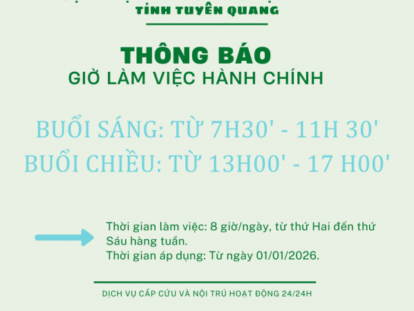 Thông báo giờ làm việc